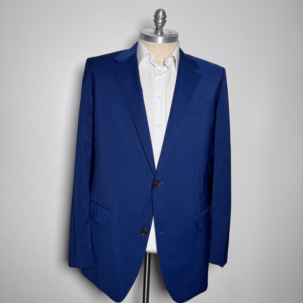 Bonobos Blazer Mens 50L Blue Solid Wool Lanificio Comero Italian Fabric Standard